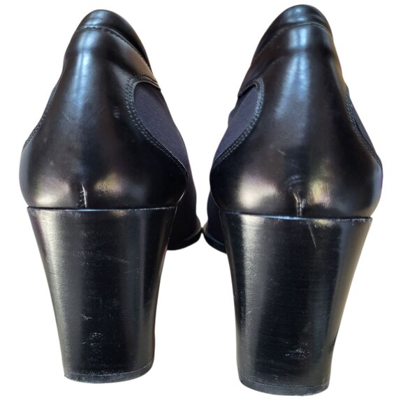 Donald J Pliner Ida Pumps Shoes Size 9 M Black Stretch Fabric 3" Stack Heel - Picture 4 of 8